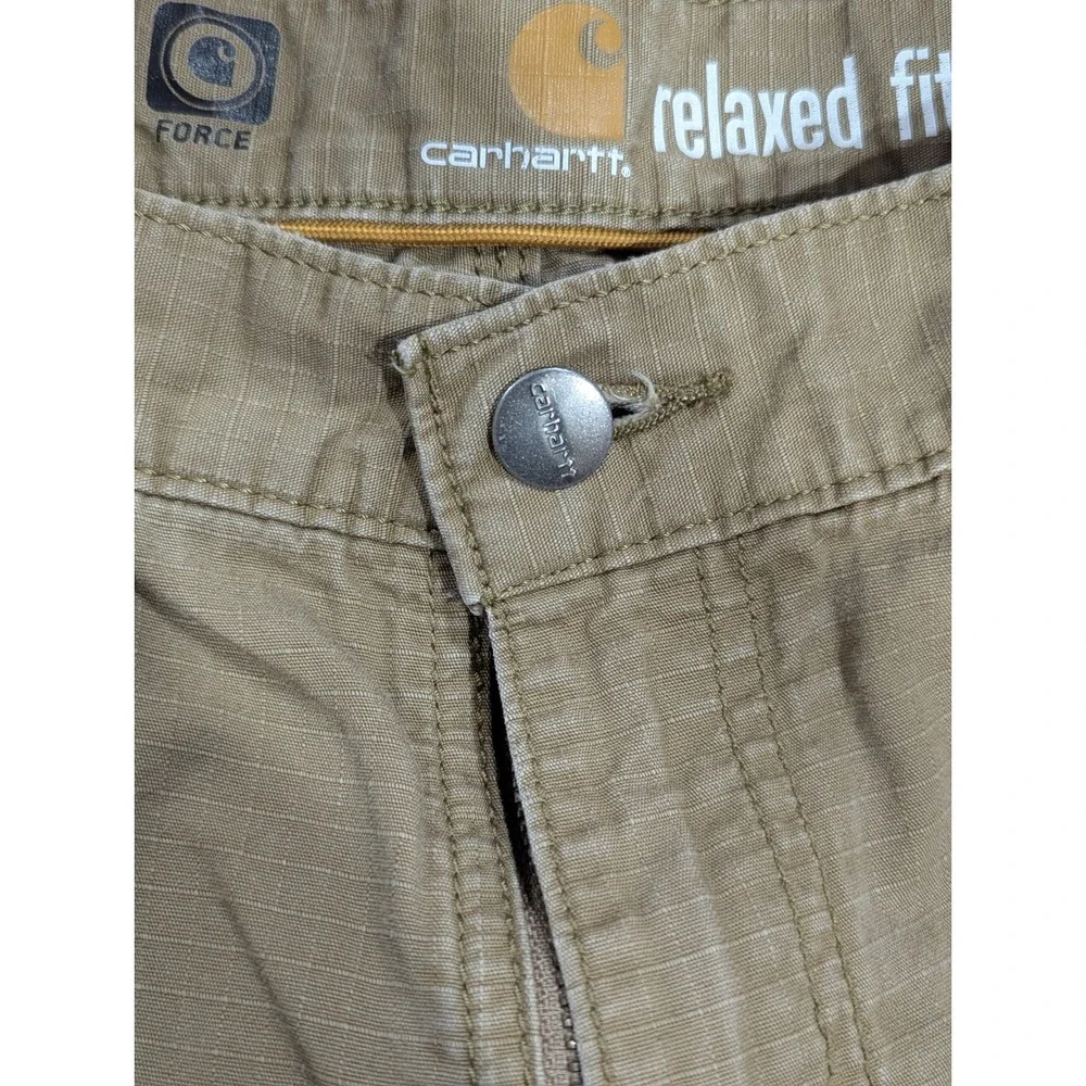 Carhartt Force Relaxed Fit Ripstop Cargo Work Pants Men 38 x 32 Tan Heavy Cotton